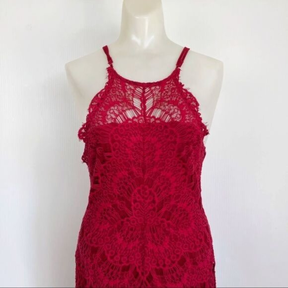 Free People She's Got it Red Slip Lace Dress XS - Picture 5 of 11
